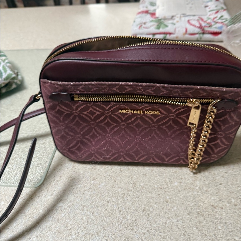 Michael Kors Plum Crossbody Bag with Gold Accents
